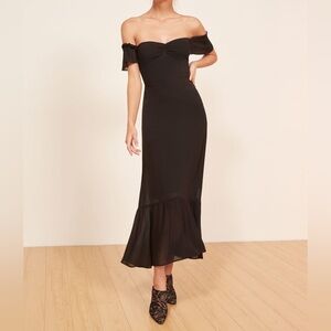 Reformation Butterfly Midi Dress | Black, size 0 (New without tags)